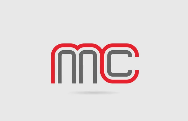 用于图标设计的红色灰色字母标志组合Mc MC — 图库矢量图片