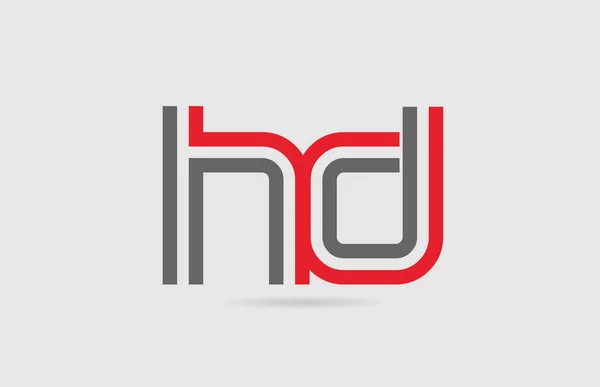 Rood grijs alfabet letter logo combinatie Hd H D voor icoon design — Stockvector