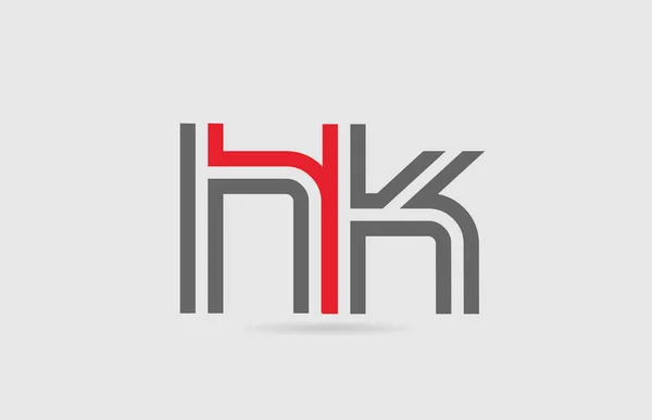 Red grey alphabet letter logo combination HK H K for icon design — Stock Vector