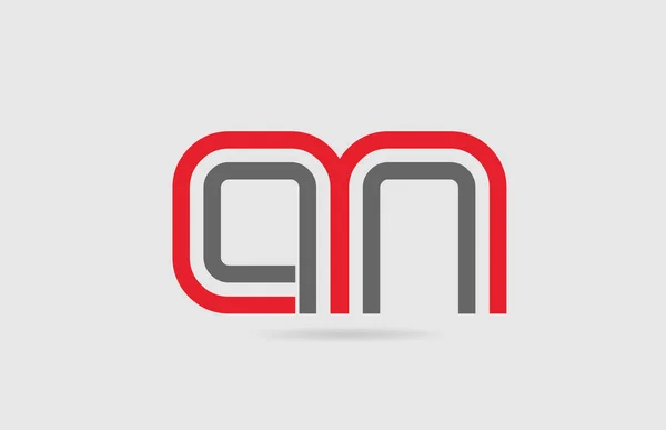 Alphabet rouge gris lettre logo combinaison AN A N pour la conception de l'icône — Image vectorielle