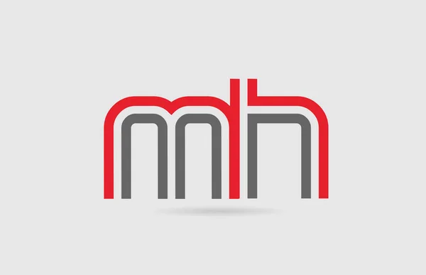 Czerwono-szara kombinacja logo litery alfabetu Mh M H dla projektu ikony — Wektor stockowy