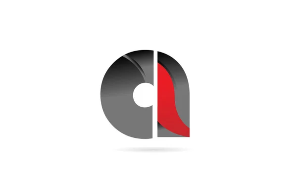 Αλφάβητο γράμμα ένα μαύρο γκρι κόκκινο για το λογότυπο της εταιρείας εικονίδιο σχεδιασμό — Διανυσματικό Αρχείο