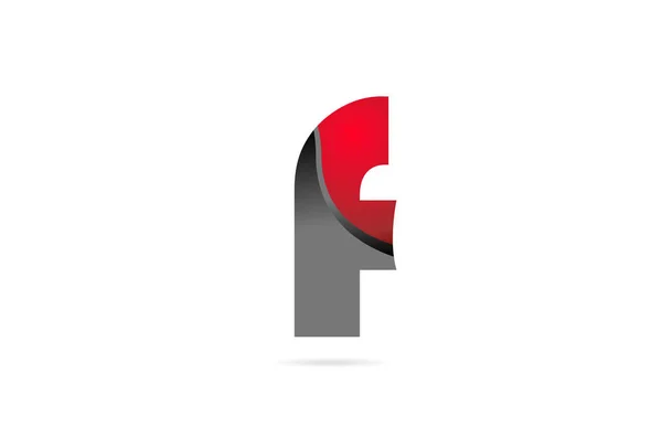 Ábécé betű f fekete szürke piros cég logó ikon design — Stock Vector
