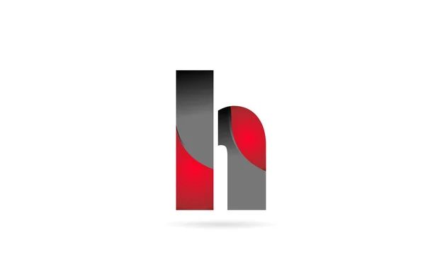 Ábécé betű h fekete szürke piros cég logó ikon design — Stock Vector