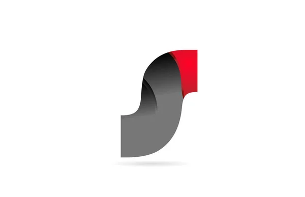 Alfabeto lettera s nero grigio rosso per l'azienda logo icona design — Vettoriale Stock