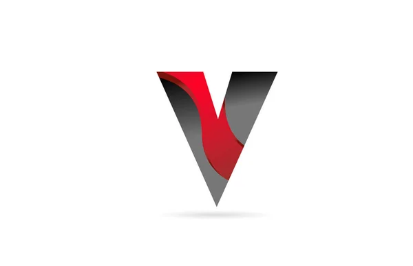 Alphabet letter v black grey red for company logo icon design — Stock Vector