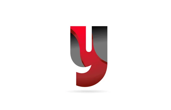 Alfabeto lettera y nero grigio rosso per l'azienda logo icona design — Vettoriale Stock
