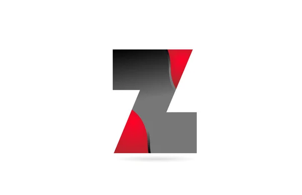 Alfabeto letra z negro gris rojo para el diseño del icono del logotipo de la empresa — Archivo Imágenes Vectoriales