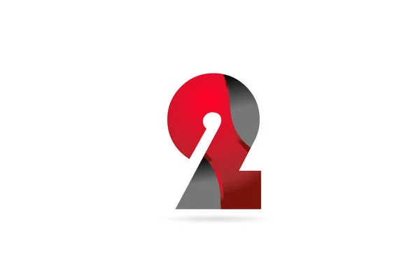 2 nero grigio numero rosso per l'azienda logo icona di design — Vettoriale Stock