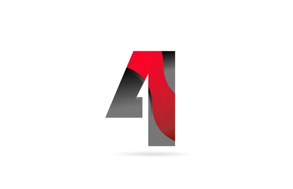 4 preto cinza vermelho número para a empresa logotipo ícone design —  Vetores de Stock