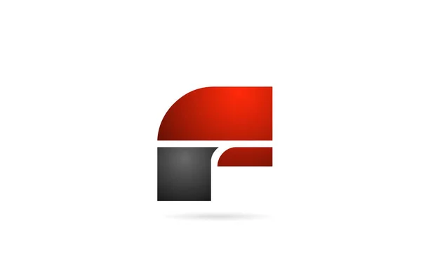 F betű logó ábécé ikon design piros szürke színekben — Stock Vector