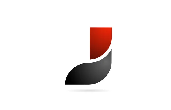 J betű logó ábécé ikon design piros szürke színekben — Stock Vector