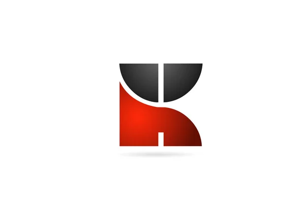 Logo písmene K abeceda pro design ikon v červené šedé barvě — Stockový vektor