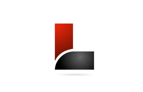 L betű logó ábécé ikon design piros szürke színekben — Stock Vector