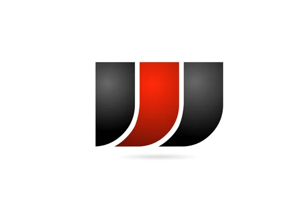 W γράμμα αλφάβητο λογότυπο για το σχεδιασμό εικονίδιο σε κόκκινο γκρι χρώματα — Διανυσματικό Αρχείο