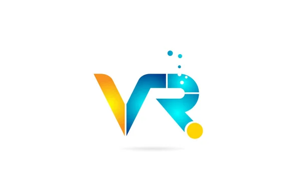 Letter combination vr v r orange blue alphabet for company logo — Stock Vector