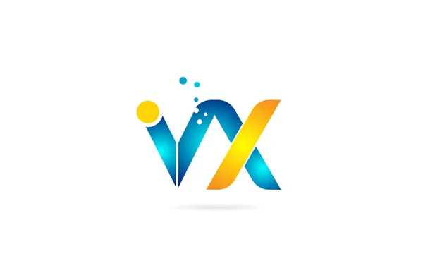 Combinación de letras vx v x naranja azul alfabeto para el logotipo de la empresa — Vector de stock