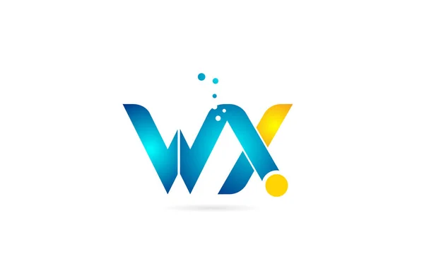 Letra combinação wx w x laranja alfabeto azul para o logotipo da empresa — Vetor de Stock