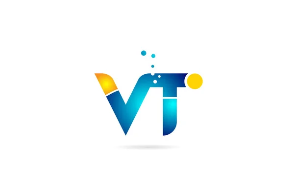 Combinación de letras vt v t alfabeto azul naranja para el logotipo de la empresa — Vector de stock
