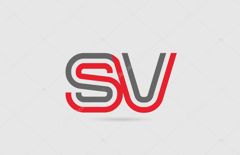 Red grey alphabet letter logo combination SV S V for icon design. Suitable as a logotype for a company or business