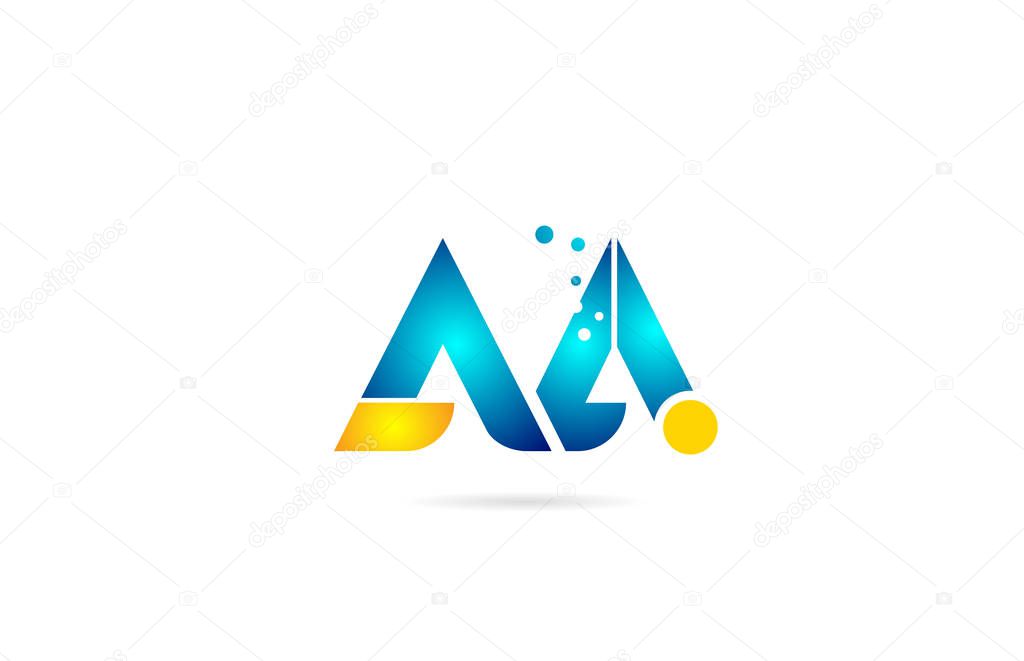 Letter combination aa a a orange blue alphabet for company logo. Suitable as logotype icon for a business