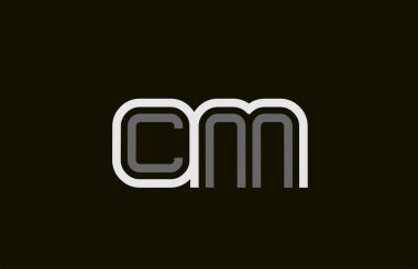 black and white line CM C M letter logo alphabet combination