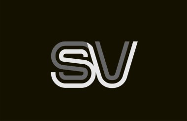 siyah ve beyaz satır Sv S V harf alfabe kombinasyonu