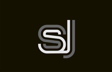 siyah ve beyaz çizgi Sj S J harfi alfabe kombinasyonu