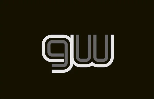 Línea en blanco y negro GW G W letra logotipo alfabeto combinación — Vector de stock