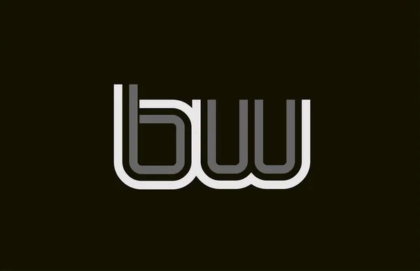 Černá a bílá čára kombinace písmene Bw B W — Stockový vektor