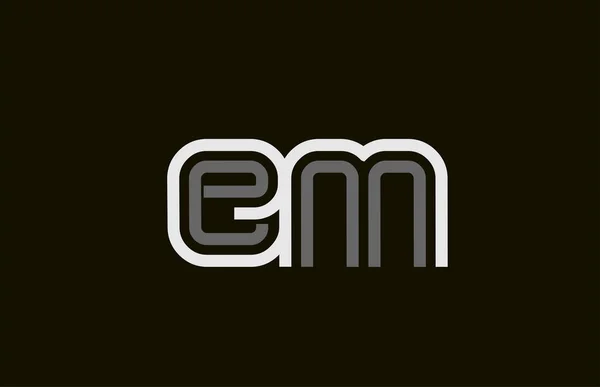 Black and white line EM E M letter logo alphabet combination — ストックベクタ