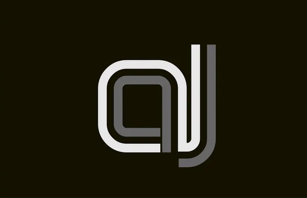 Línea en blanco y negro AJ A J letra logotipo alfabeto combinación — Vector de stock