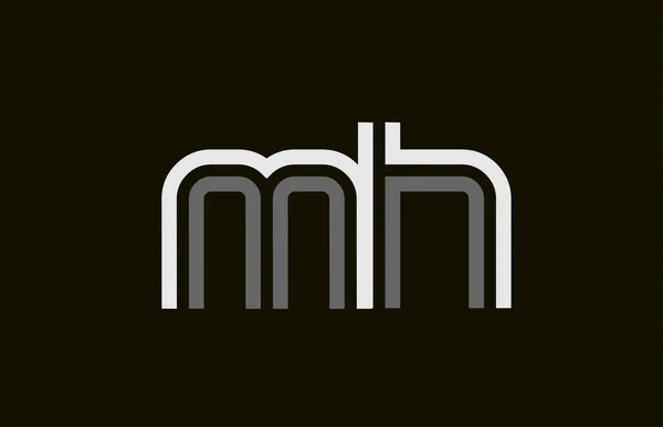 Siyah ve beyaz çizgi Mh M H harfi alfabe kombinasyonu — Stok Vektör