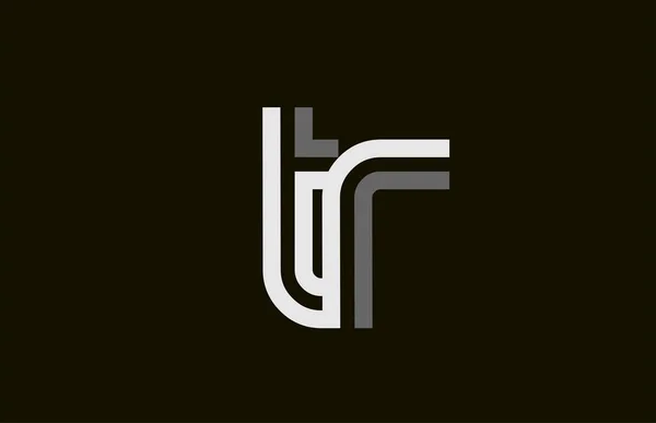 Zwart-witte lijn Tr T R letter logo alfabet combinatie — Stockvector