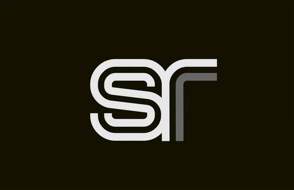 Black and white line SR S R letter logo alphabet combination — Stock Vector