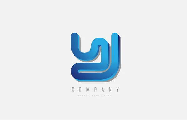 Simge tasarımı için 3d satır mavi harf logosu alfabesi — Stok Vektör