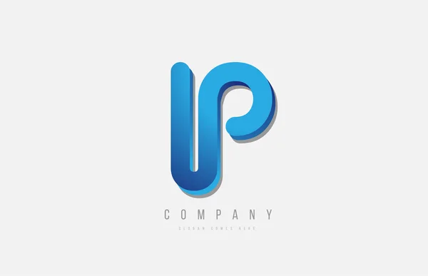 3d linha azul p letra logotipo alfabeto para design de ícone —  Vetores de Stock