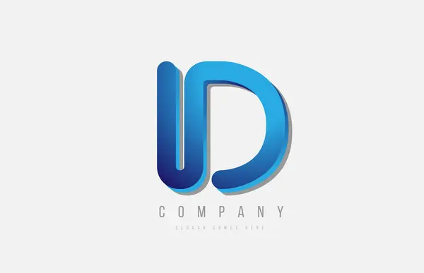 3d linha azul d letra logotipo alfabeto para design de ícone —  Vetores de Stock
