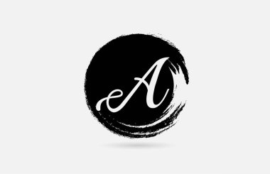  Siyah beyaz grunge daire üzerinde bir harf alfabesi 