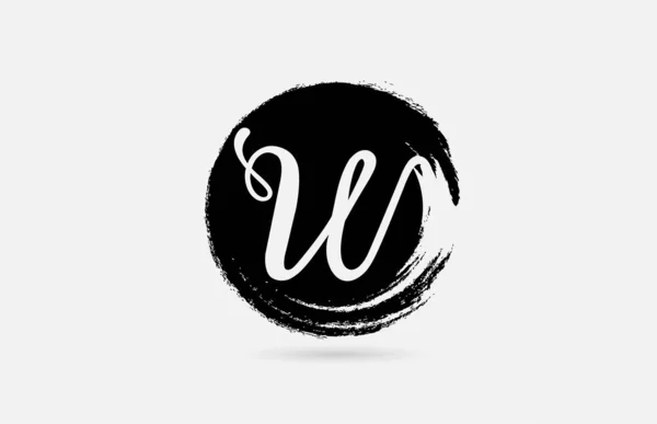 W betű logó ábécé grunge kör fekete-fehér i — Stock Vector