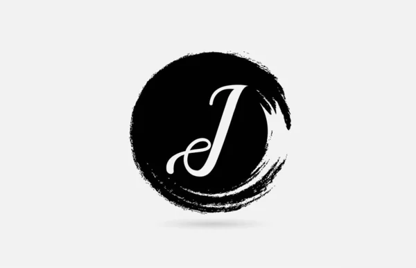 I letter logo alphabet on grunge circle in black and white for — Stock Vector