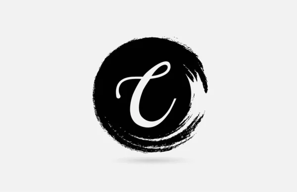 C letra logotipo alfabeto en círculo grunge en blanco y negro para — Archivo Imágenes Vectoriales