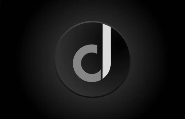 Alfabeto preto e branco letra d círculo logotipo ícone design —  Vetores de Stock