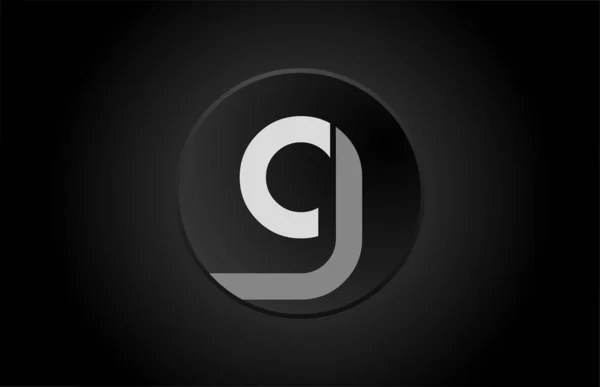 Alfabeto preto e branco letra g círculo logotipo ícone design — Vetor de Stock