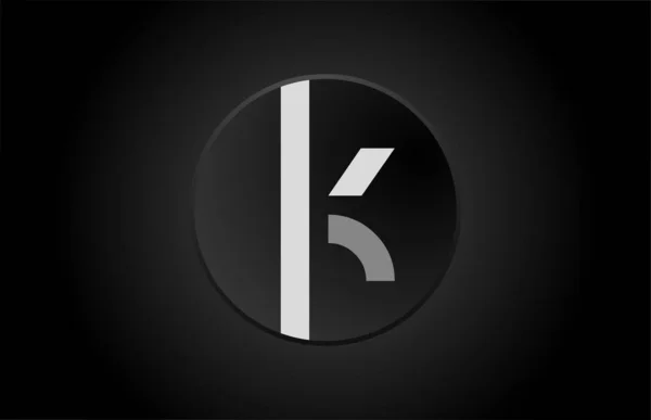 Μαύρο και άσπρο αλφάβητο γράμμα k κύκλο λογότυπο εικονίδιο σχεδιασμό — Διανυσματικό Αρχείο