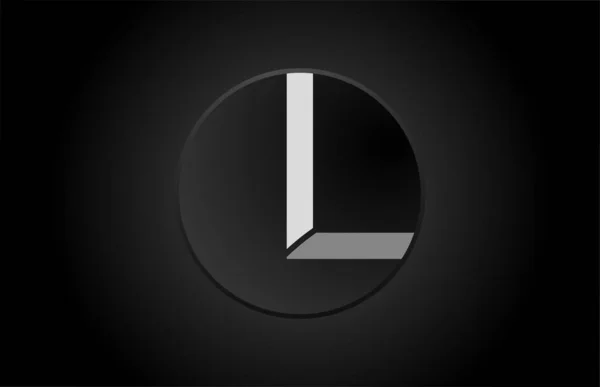 Alfabeto preto e branco letra l círculo logotipo ícone design — Vetor de Stock