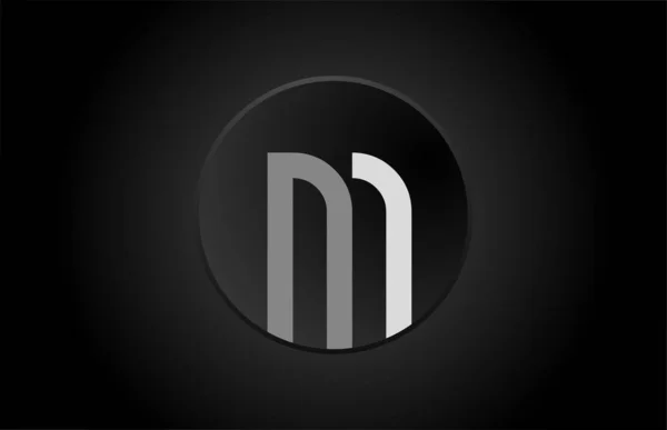 Чорно-біла абетка літери m коло логотип іконка дизайну — стоковий вектор