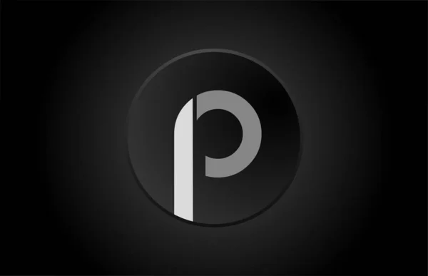 Zwart-wit alfabet letter p cirkel logo pictogram ontwerp — Stockvector