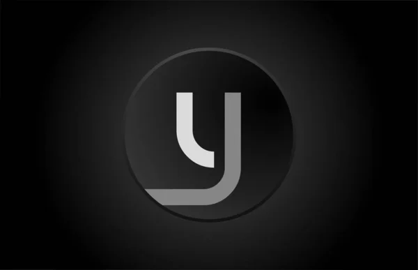 Fekete-fehér ábécé betű y kör logó ikon design — Stock Vector