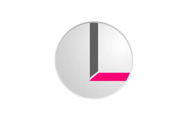 Letra de alfabeto rosa e cinza l em um círculo para design de ícone de logotipo — Vetor de Stock
